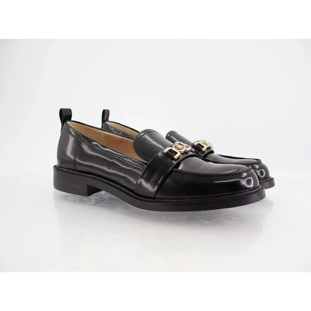 Sam Edelman Christy Bit Loafers Womens 7.5 M Black Vegan Leather Block Heel Flat